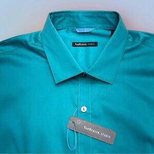 VAN HEUSEN Men’s 17-17.5 SLIM FIT Turquoise Dress Shirt 32/33